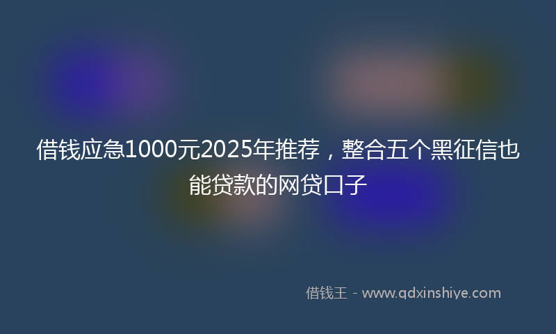 借钱应急1000元2025年推荐，整合五个黑征信也能贷款的网贷口子