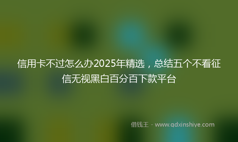 信用卡不过怎么办2025年精选，总结五个不看征信无视黑白百分百下款平台
