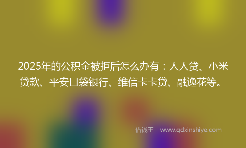 2025年的公积金被拒后怎么办有：人人贷、小米贷款、平安口袋银行、维信卡卡贷、融逸花等。
