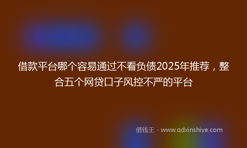 借款平台哪个容易通过不看负债2025年推荐，整合五个网贷口子风控不严的平台