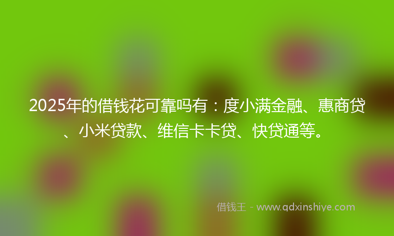 2025年的借钱花可靠吗有：度小满金融、惠商贷、小米贷款、维信卡卡贷、快贷通等。