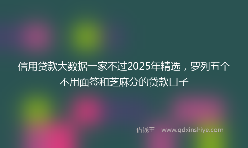 信用贷款大数据一家不过2025年精选，罗列五个不用面签和芝麻分的贷款口子