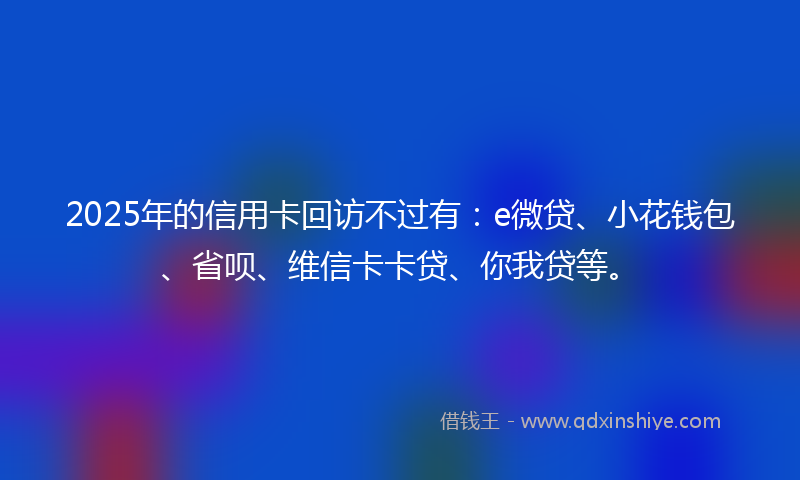 2025年的信用卡回访不过有：e微贷、小花钱包、省呗、维信卡卡贷、你我贷等。