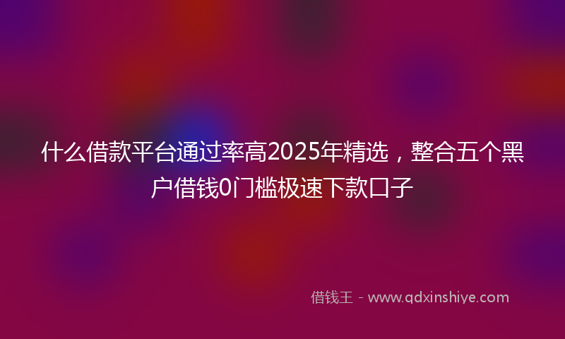 什么借款平台通过率高2025年精选，整合五个黑户借钱0门槛极速下款口子