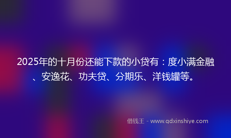 2025年的十月份还能下款的小贷有：度小满金融、安逸花、功夫贷、分期乐、洋钱罐等。