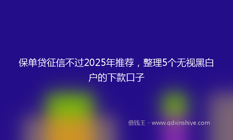 保单贷征信不过2025年推荐，整理5个无视黑白户的下款口子
