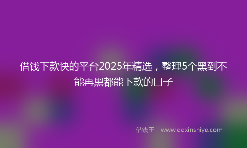 借钱下款快的平台2025年精选，整理5个黑到不能再黑都能下款的口子
