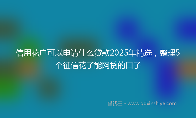 信用花户可以申请什么贷款2025年精选，整理5个征信花了能网贷的口子