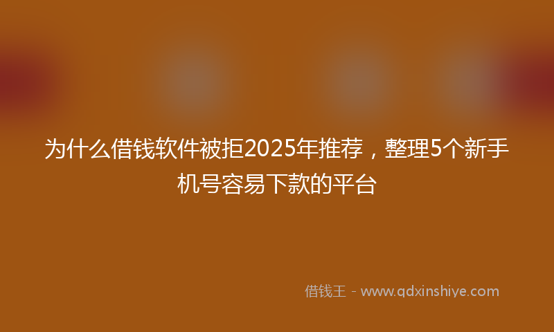 为什么借钱软件被拒2025年推荐，整理5个新手机号容易下款的平台
