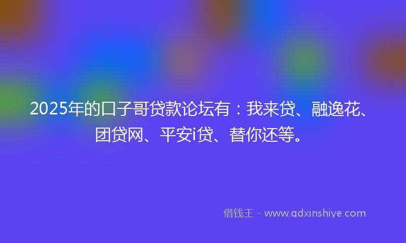 2025年的口子哥贷款论坛有：我来贷、融逸花、团贷网、平安i贷、替你还等。