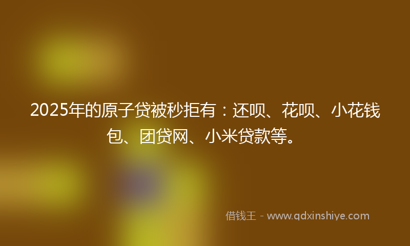 2025年的原子贷被秒拒有：还呗、花呗、小花钱包、团贷网、小米贷款等。