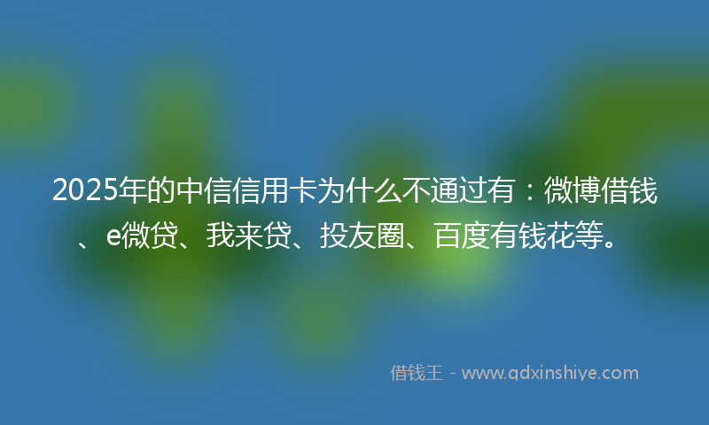 2025年的中信信用卡为什么不通过有：微博借钱、e微贷、我来贷、投友圈、百度有钱花等。
