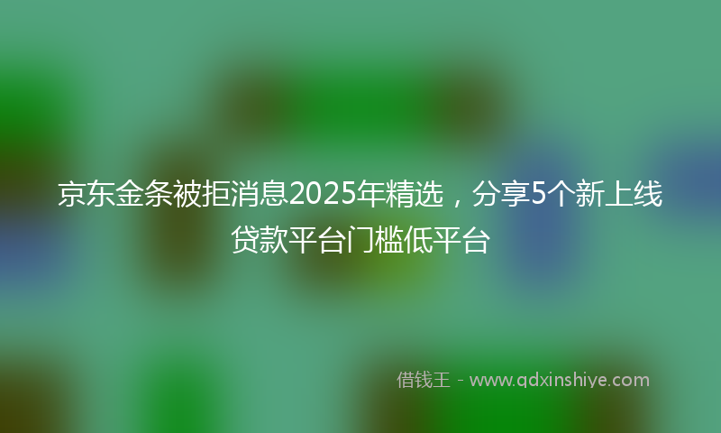 京东金条被拒消息2025年精选,分享5个新上线贷款平台门槛低平台