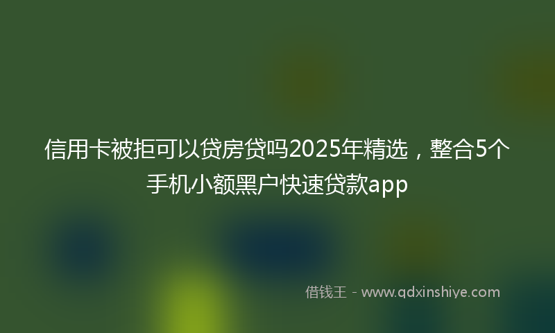 信用卡被拒可以贷房贷吗2025年精选，整合5个手机小额黑户快速贷款app