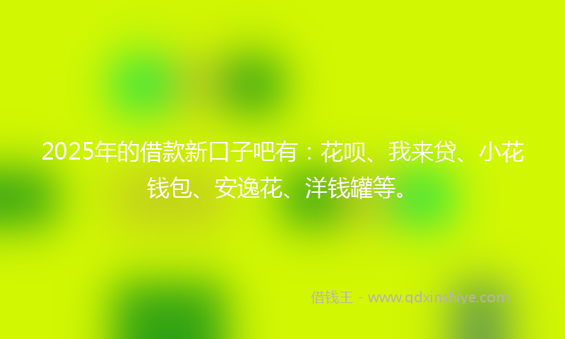 2025年的借款新口子吧有：花呗、我来贷、小花钱包、安逸花、洋钱罐等。