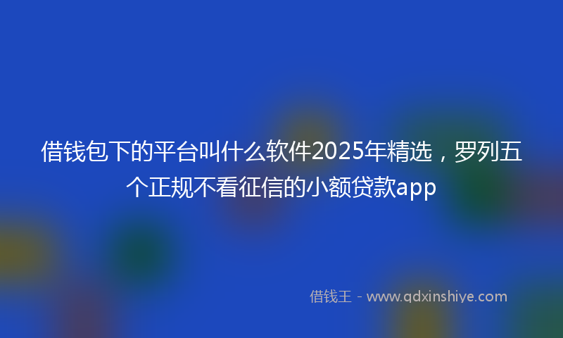 借钱包下的平台叫什么软件2025年精选，罗列五个正规不看征信的小额贷款app
