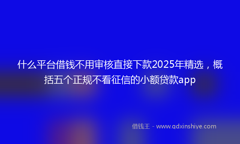 什么平台借钱不用审核直接下款2025年精选,概括五个正规不看征信的小额贷款app