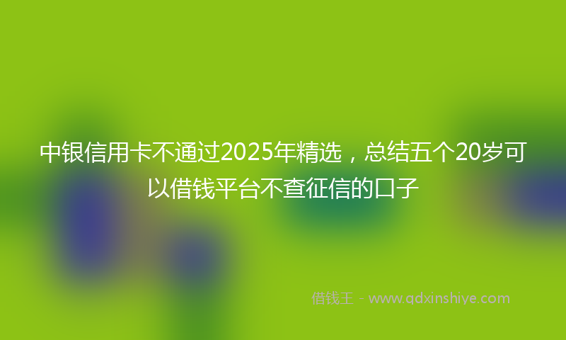 中银信用卡不通过2025年精选，总结五个20岁可以借钱平台不查征信的口子