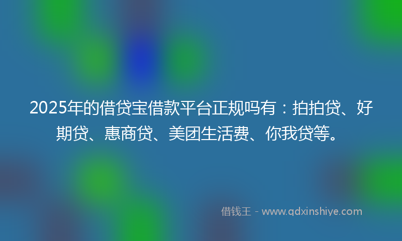2025年的借贷宝借款平台正规吗有：拍拍贷、好期贷、惠商贷、美团生活费、你我贷等。
