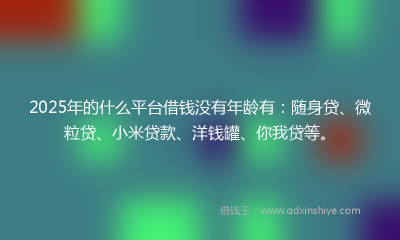 2025年的什么平台借钱没有年龄有：随身贷、微粒贷、小米贷款、洋钱罐、你我贷等。
