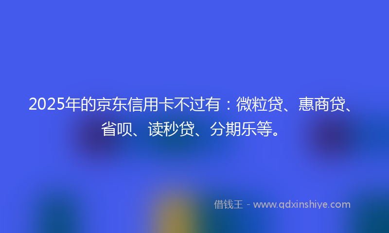 2025年的京东信用卡不过有：微粒贷、惠商贷、省呗、读秒贷、分期乐等。