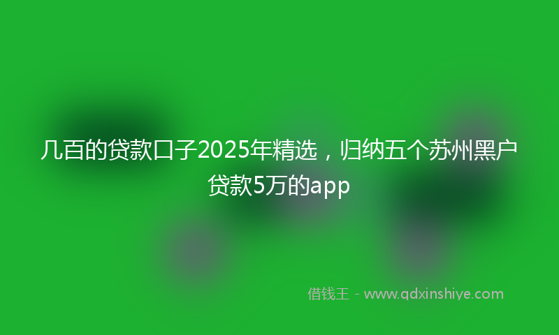 几百的贷款口子2025年精选，归纳五个苏州黑户贷款5万的app