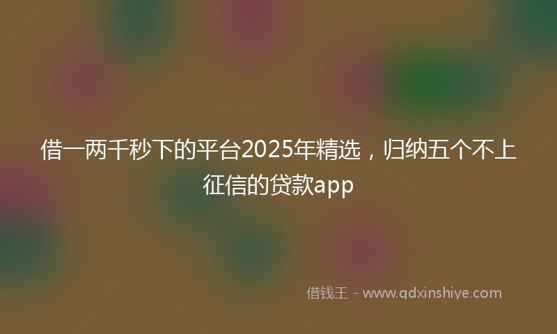 借一两千秒下的平台2025年精选，归纳五个不上征信的贷款app