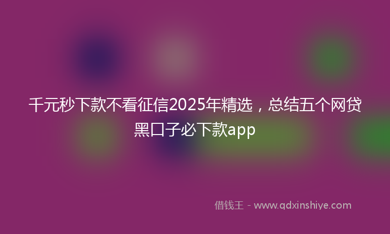 千元秒下款不看征信2025年精选，总结五个网贷黑口子必下款app