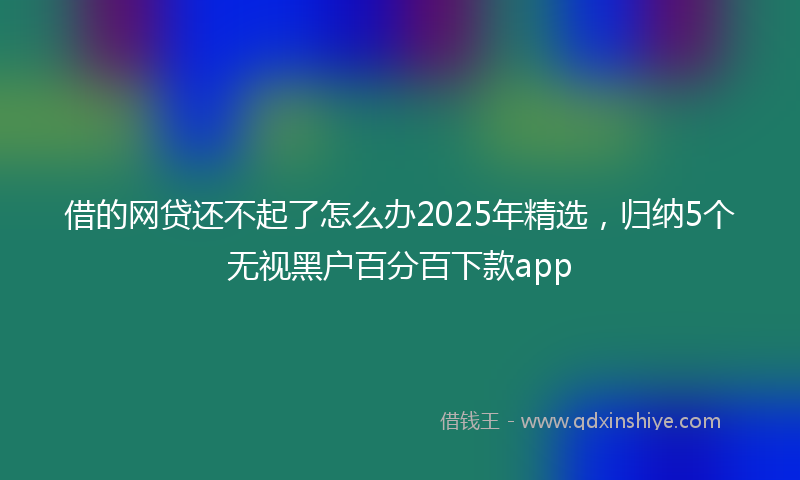 借的网贷还不起了怎么办2025年精选，归纳5个无视黑户百分百下款app