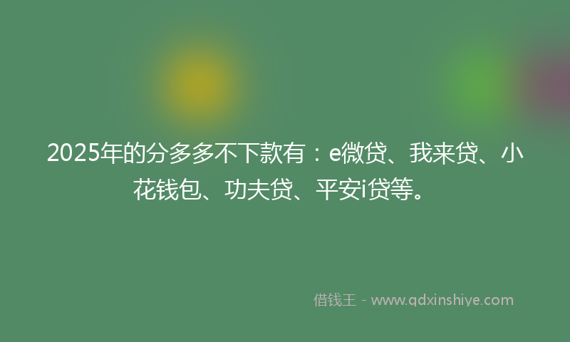 2025年的分多多不下款有：e微贷、我来贷、小花钱包、功夫贷、平安i贷等。