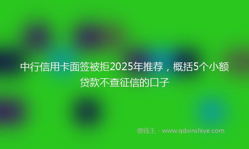 中行信用卡面签被拒2025年推荐，概括5个小额贷款不查征信的口子