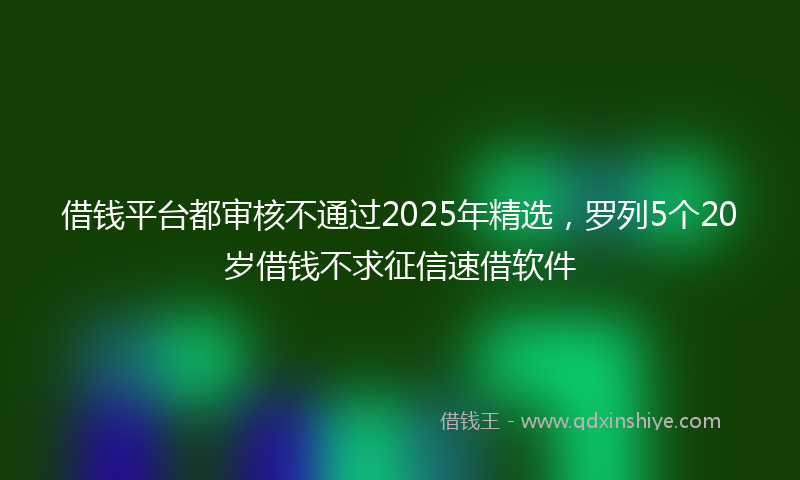 借钱平台都审核不通过2025年精选，罗列5个20岁借钱不求征信速借软件