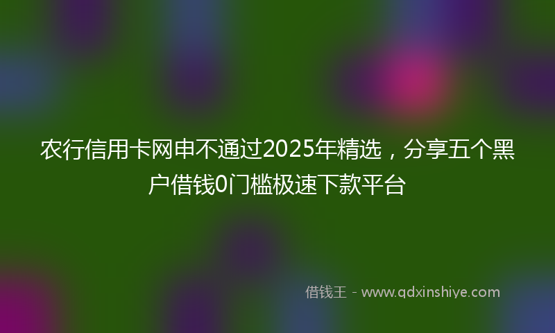 农行信用卡网申不通过2025年精选，分享五个黑户借钱0门槛极速下款平台
