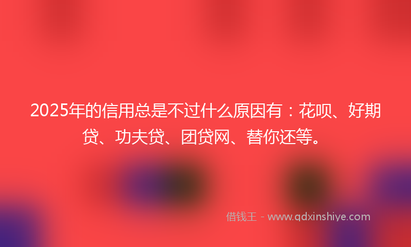 2025年的信用总是不过什么原因有：花呗、好期贷、功夫贷、团贷网、替你还等。