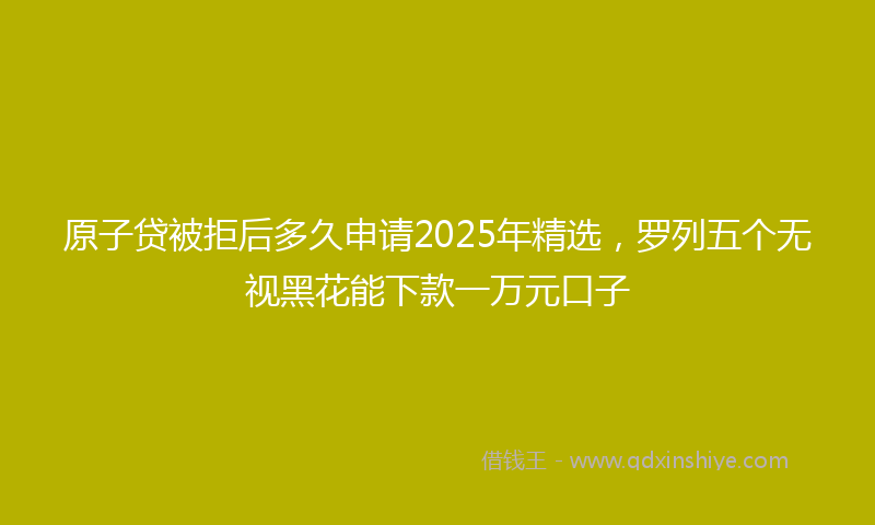 原子贷被拒后多久申请2025年精选，罗列五个无视黑花能下款一万元口子