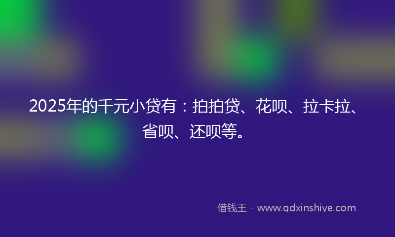 2025年的千元小贷有：拍拍贷、花呗、拉卡拉、省呗、还呗等。
