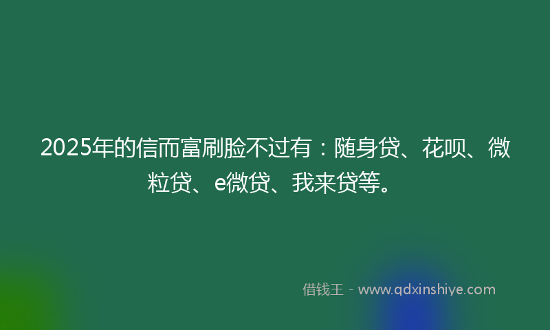 2025年的信而富刷脸不过有：随身贷、花呗、微粒贷、e微贷、我来贷等。