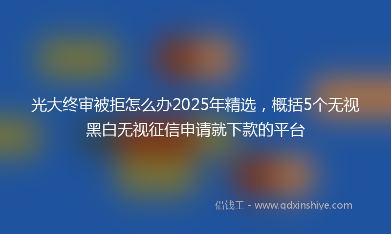 光大终审被拒怎么办2025年精选，概括5个无视黑白无视征信申请就下款的平台