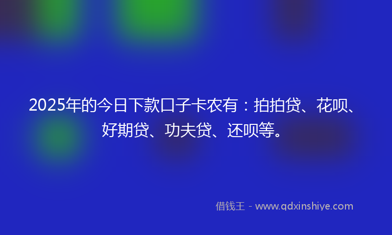 2025年的今日下款口子卡农有：拍拍贷、花呗、好期贷、功夫贷、还呗等。