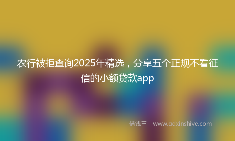 农行被拒查询2025年精选，分享五个正规不看征信的小额贷款app