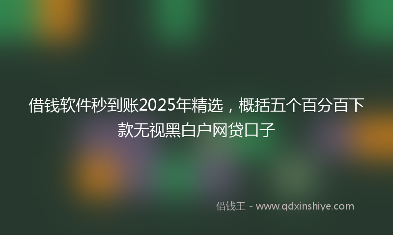 借钱软件秒到账2025年精选，概括五个百分百下款无视黑白户网贷口子