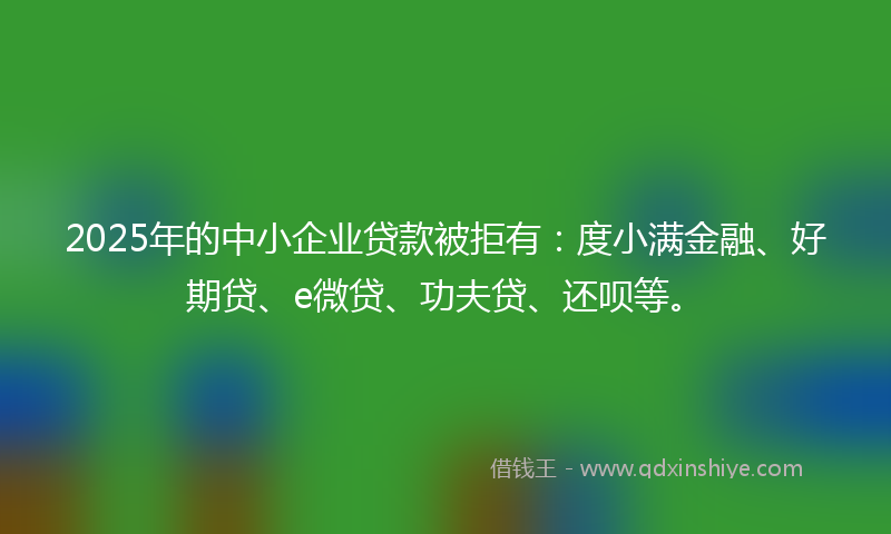 2025年的中小企业贷款被拒有：度小满金融、好期贷、e微贷、功夫贷、还呗等。