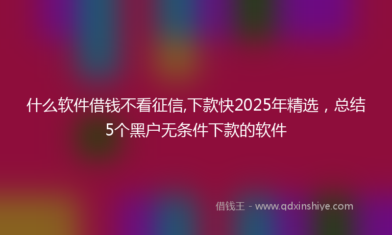 什么软件借钱不看征信,下款快2025年精选，总结5个黑户无条件下款的软件