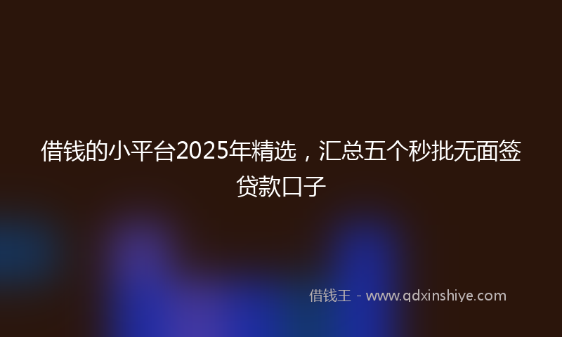 借钱的小平台2025年精选，汇总五个秒批无面签贷款口子