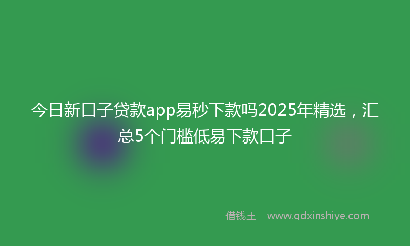 今日新口子贷款app易秒下款吗2025年精选，汇总5个门槛低易下款口子