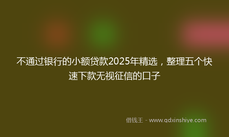 不通过银行的小额贷款2025年精选，整理五个快速下款无视征信的口子