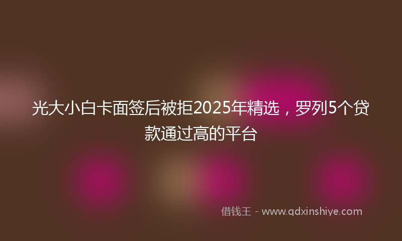 光大小白卡面签后被拒2025年精选，罗列5个贷款通过高的平台