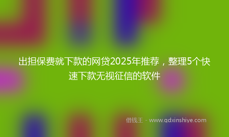 出担保费就下款的网贷2025年推荐，整理5个快速下款无视征信的软件