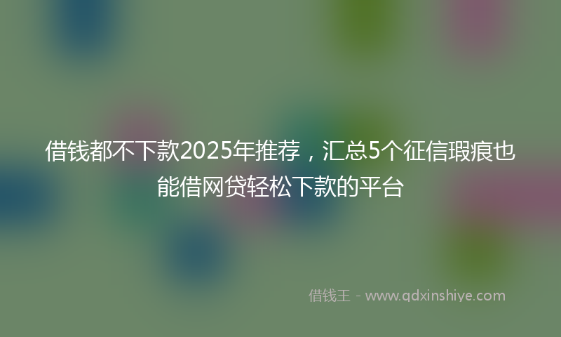 借钱都不下款2025年推荐，汇总5个征信瑕疵也能借网贷轻松下款的平台