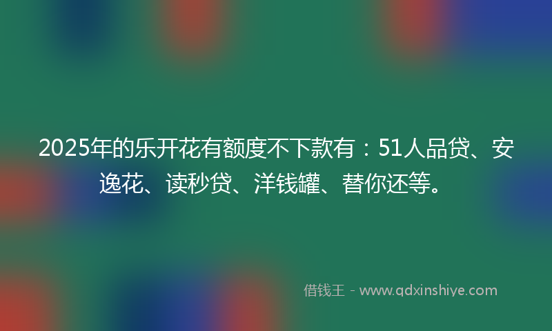 2025年的乐开花有额度不下款有：51人品贷、安逸花、读秒贷、洋钱罐、替你还等。